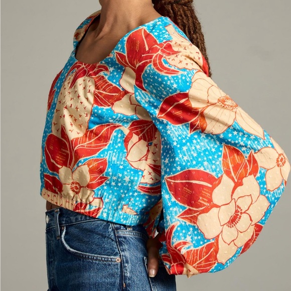 NWT FARM Rio Puff-sleeve bubble blouse for Anthropologie, size XL extra large - Picture 2 of 4